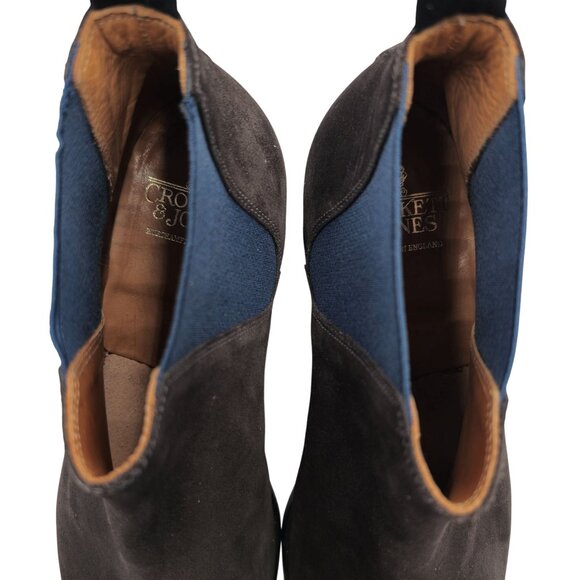 Crockett & Jones England Brown Navy Suede Chelsea Boots Mens Size 9E Dress Shoes - Picture 11 of 12